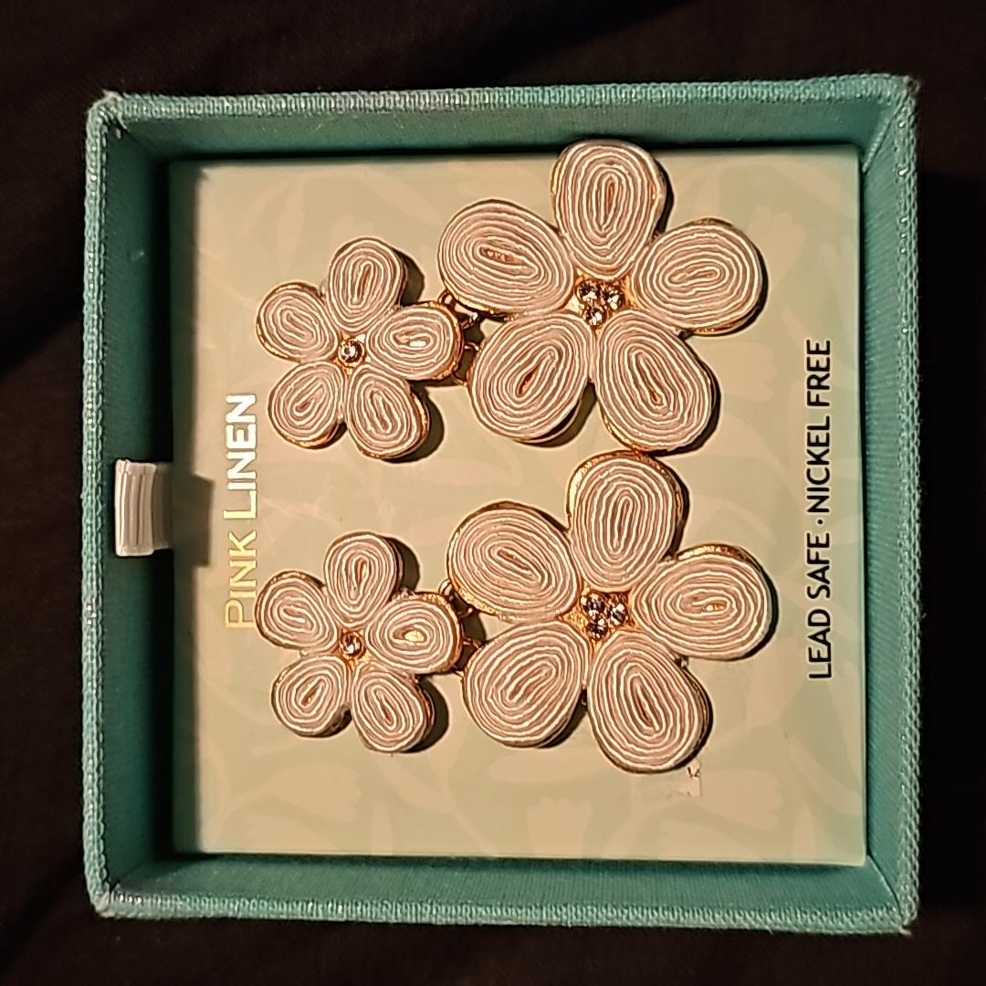 Pink Linen Earrings New In Box 9$